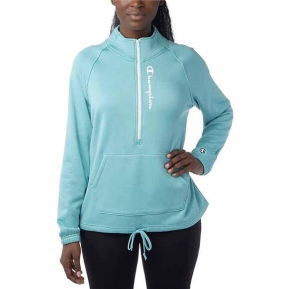 Champion Jackets & Blazers - Champion Women's Quarter Zip Pullover Fleece Jacket (Blue Teal, XX-Large)